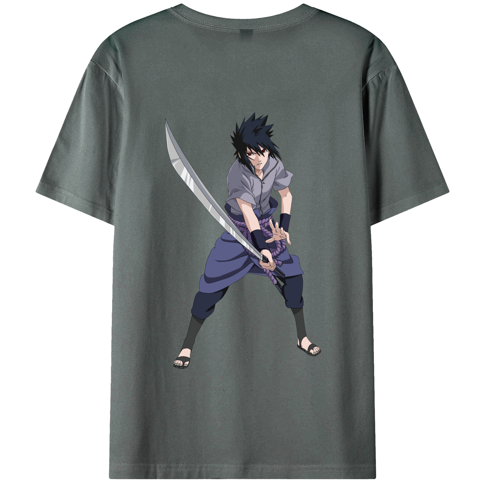 （画像用） NARUTO -ナルト- うちは サスケ Uchiha Sasuke 綿100％半袖Tシャツ（背面プリント）